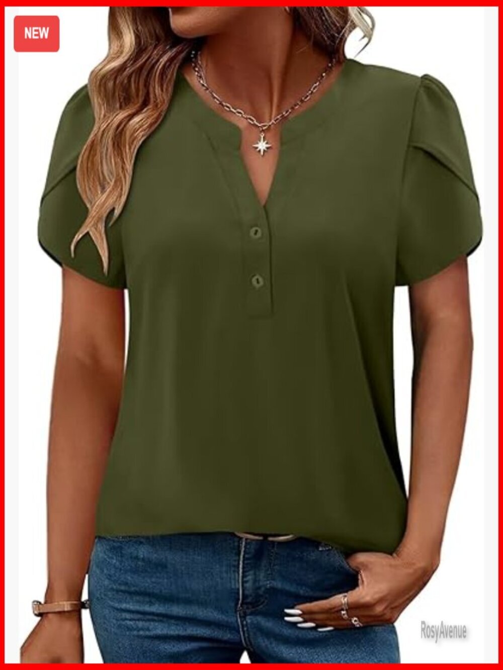 V Neck Ruffle Short Sleeve Pleated Blouse Business Casual Top